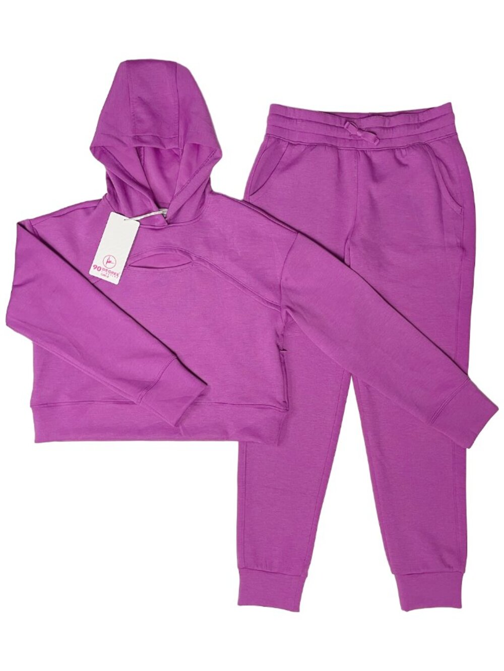 Girls Purple Hoodie Jogger Set L 12 NWT 90 Degree By Reflex Scuba Zoe